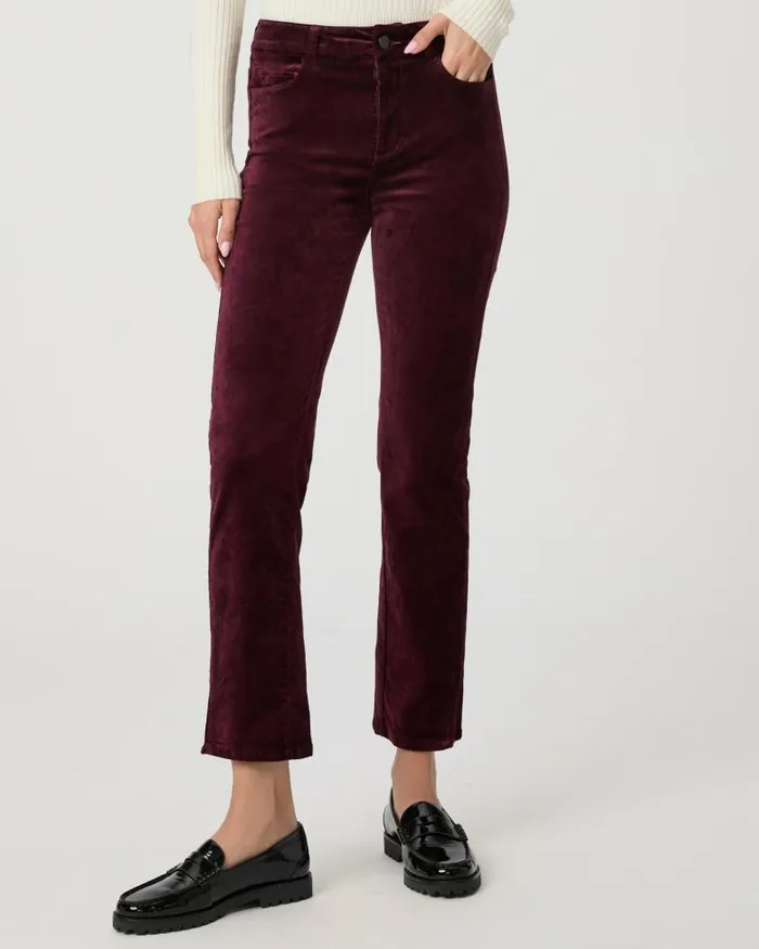 Pants Women PAIGE Cindy Straight Pant 8211 Dark Oxblood Velvet Pants Women PAIGE Cindy Straight Pant 8211 Dark Oxblood Velvet