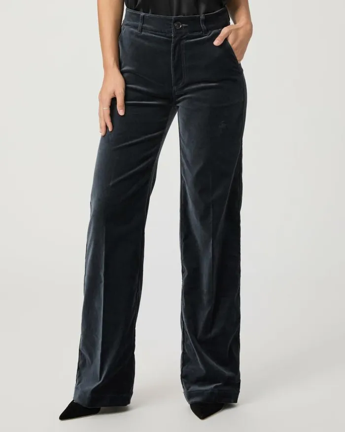 Pants Women PAIGE Sasha Wide Leg Pant 8211 Calico Blue Velvet Pants Women PAIGE Sasha Wide Leg Pant 8211 Calico Blue Velvet