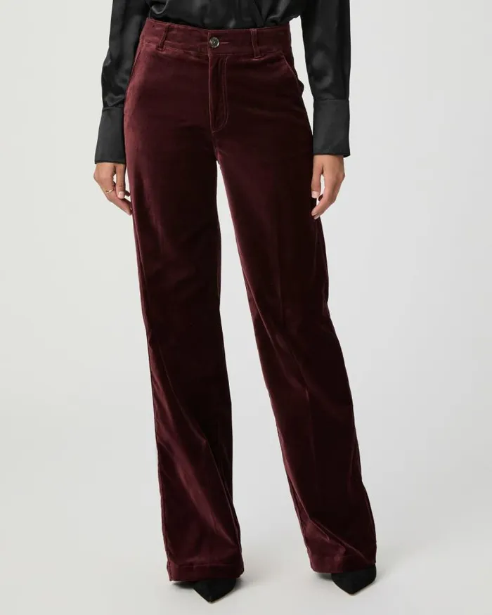 Pants Women PAIGE Sasha Wide Leg Pant 8211 Dark Oxblood Velvet Pants Women PAIGE Sasha Wide Leg Pant 8211 Dark Oxblood Velvet