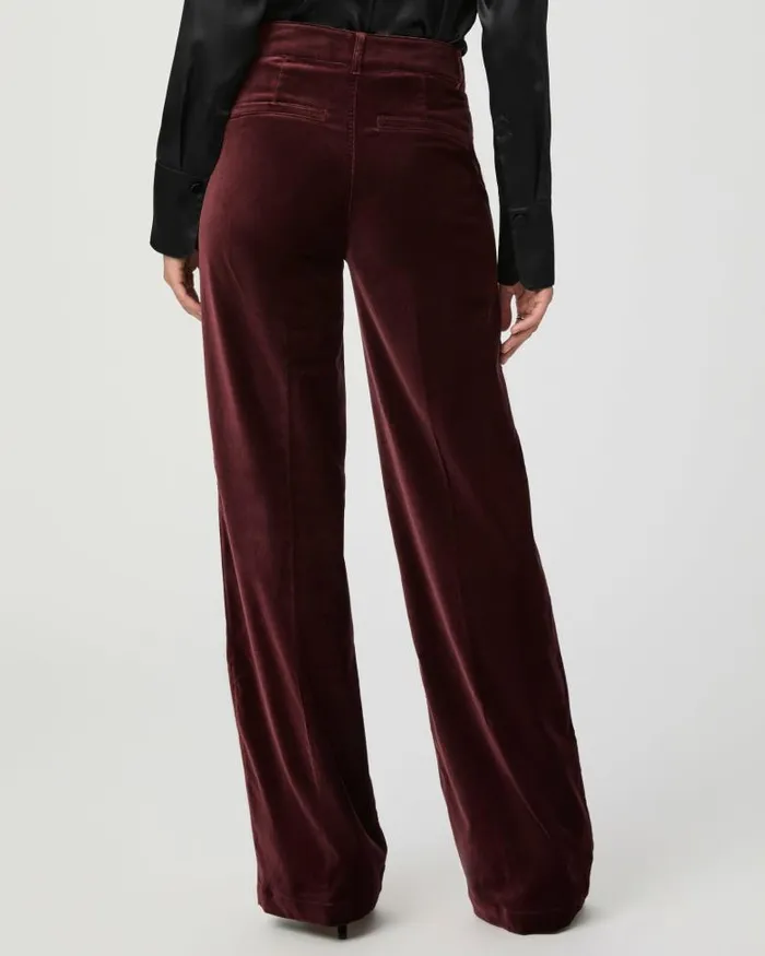 Pants Women PAIGE Sasha Wide Leg Pant 8211 Dark Oxblood Velvet Pants Women PAIGE Sasha Wide Leg Pant 8211 Dark Oxblood Velvet