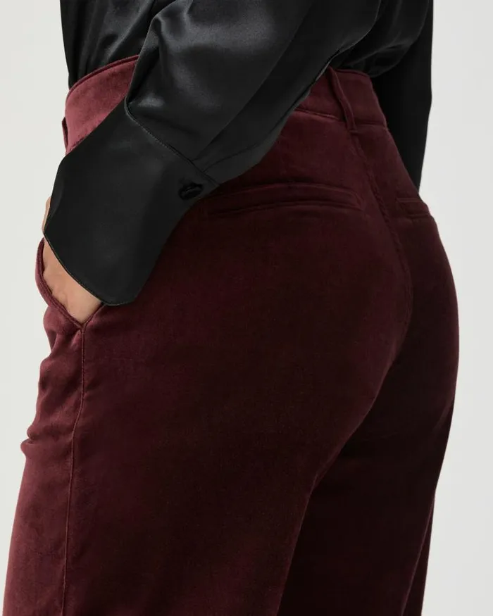 Pants Women PAIGE Sasha Wide Leg Pant 8211 Dark Oxblood Velvet Pants Women PAIGE Sasha Wide Leg Pant 8211 Dark Oxblood Velvet