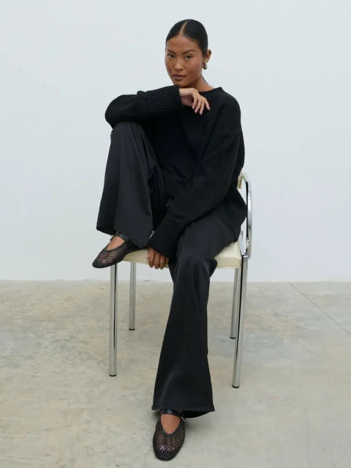 Pretty Lavish Bottoms Women Breya Satin Drawstring Trousers Black