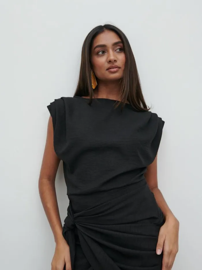 Pretty Lavish Dresses Women Dana Wrap Mini Dress Black