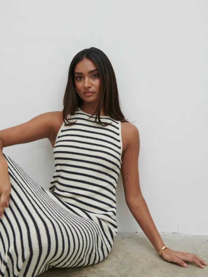 Pretty Lavish Dresses Women Ocean Stripe Knit Midaxi Dress Cream And Navy Stripe Pretty Lavish Dresses Women Ocean Stripe Knit Midaxi Dress Cream And Navy Stripe
