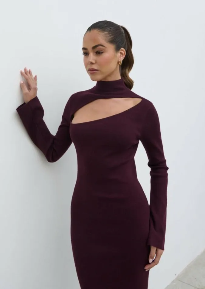 Pretty Lavish Dresses Women Shani Cut Out Knit Dress Red