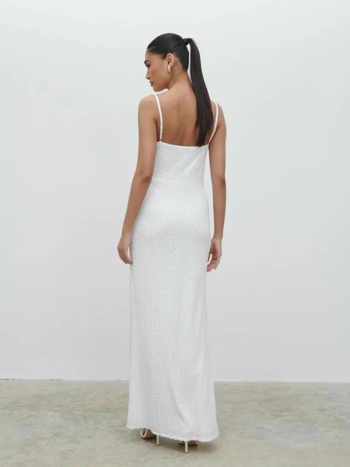 Pretty Lavish Hen Do Women Keisha Sequin Maxi Dress White