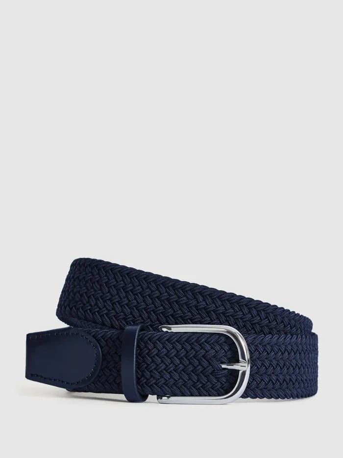 Reiss Belts Elmont Woven Belt Navy 8211 Men