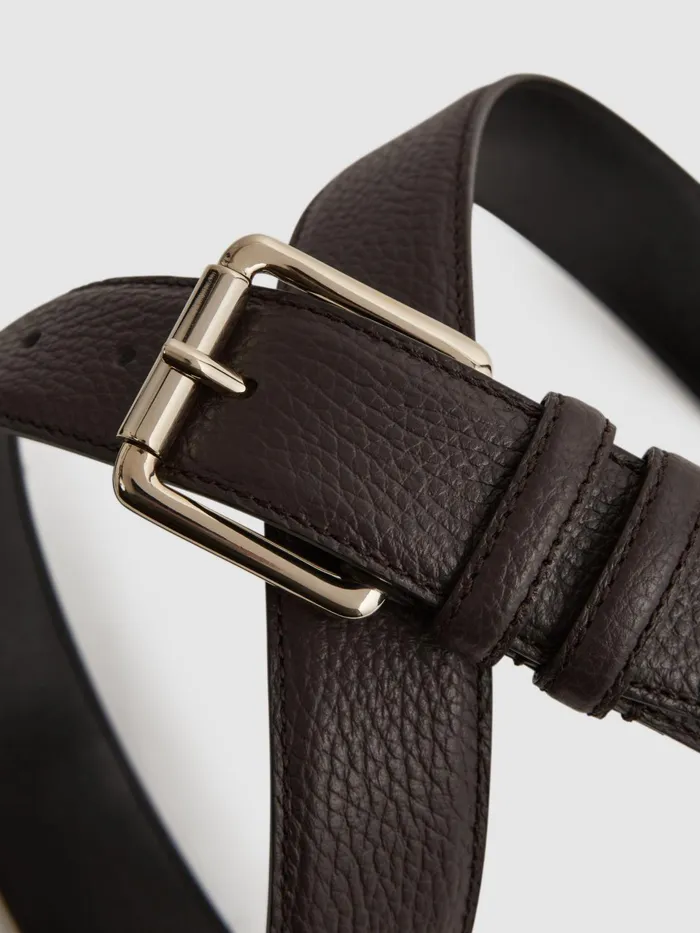 Reiss Belts Lucas Grained Leather Belt Black 8211 Men