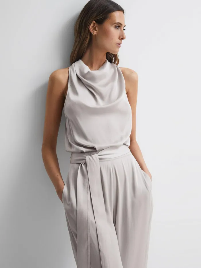 Reiss Jumpsuits Rose Sleeveless Cowl Neck Jumpsuit Neutral 8211 Women