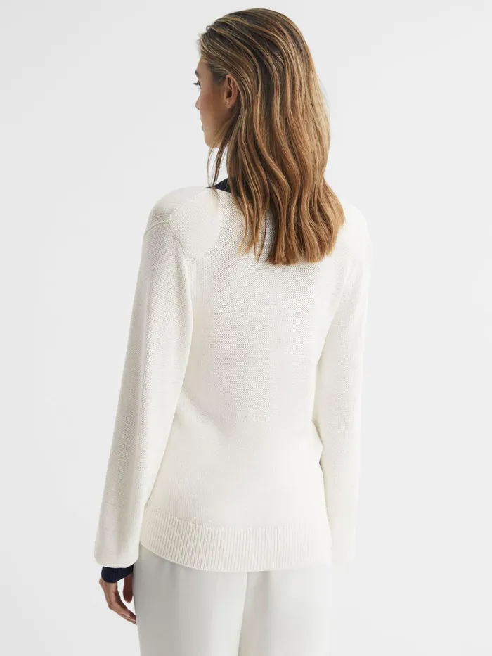 Reiss Knitwear Talitha Contrast Trim Knitted Jumper Whitenavy 8211 Women