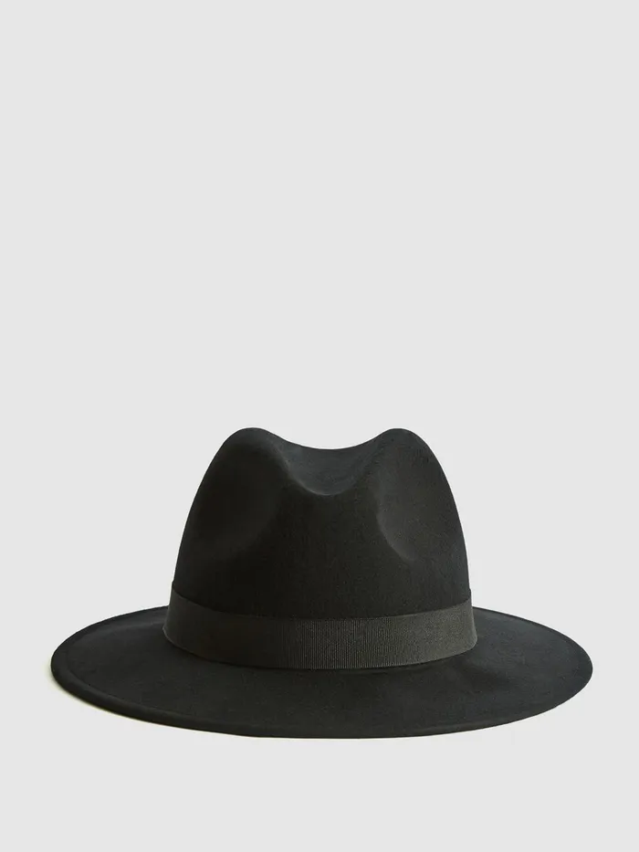 Reiss Scarves Hats and Gloves Ashbourne Wool Fedora Hat Black 8211 Women