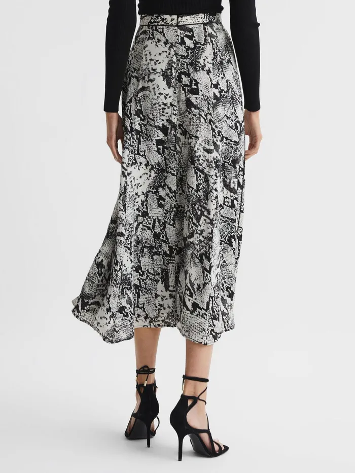 Reiss Skirts Katia Printed Slip Midi Skirt Black 8211 Women