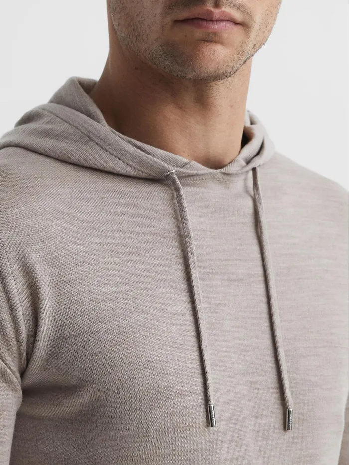 Reiss Sweats and Hoodies Holland Merino Wool Hoodie Bitter Chocolate 8211 Men