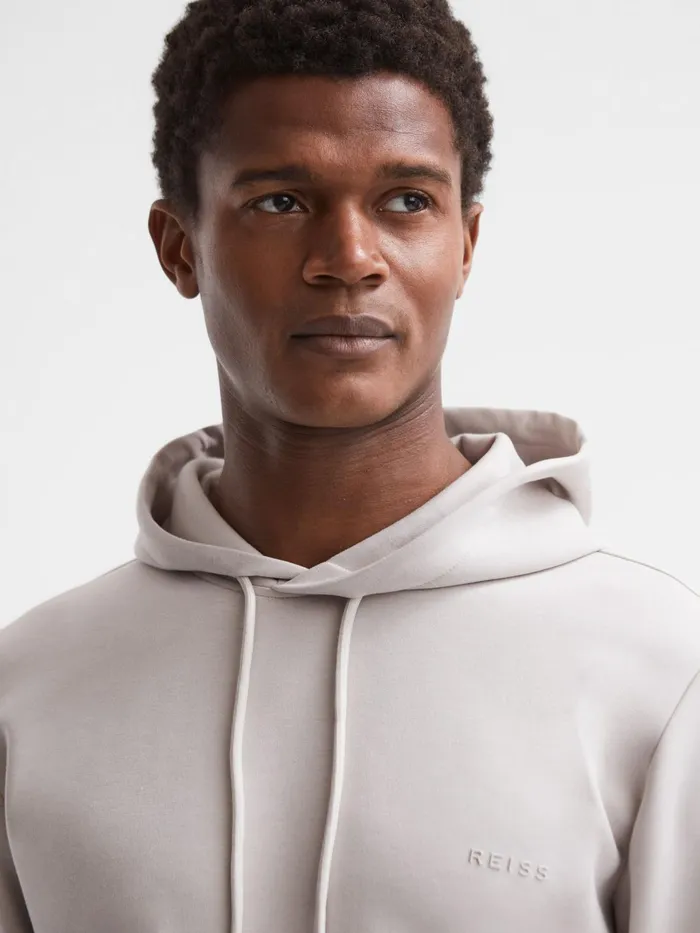 Reiss Sweats and Hoodies James Slim Fit Interlock Drawstring Hoodie Navy 8211 Men