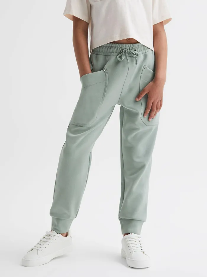 Reiss Sweats and Hoodies Tila Jersey Drawstring Joggers Sage 8211 Children