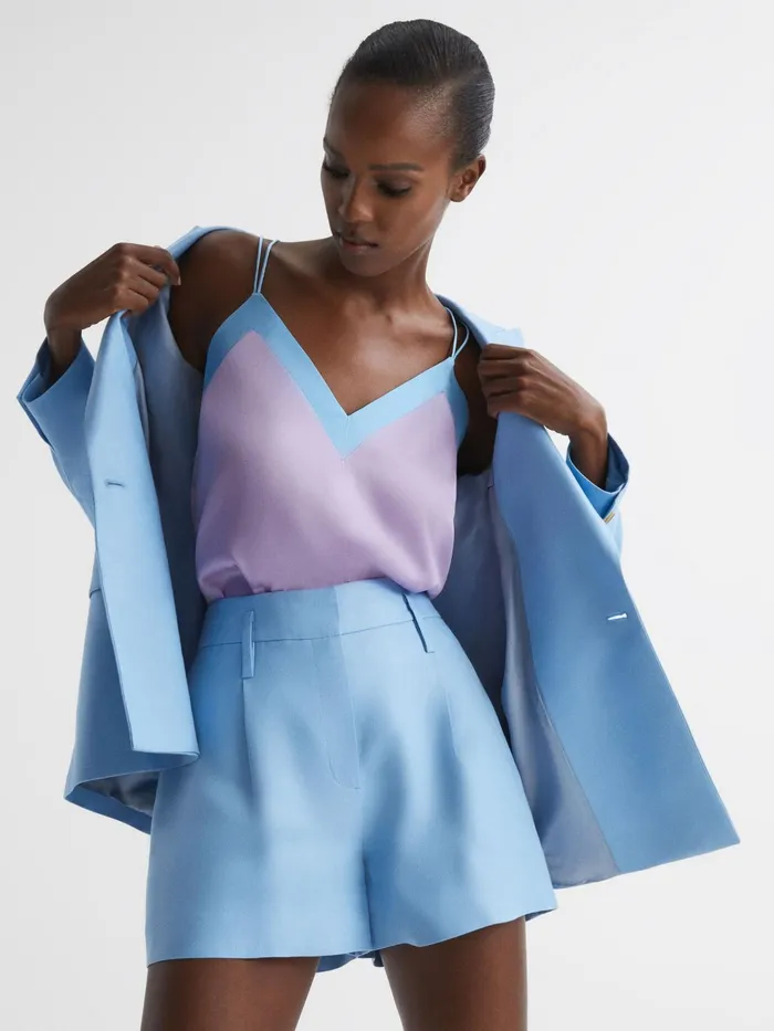 Reiss TShirts and Vests Payton Silk Blend Colourblock Vest Lilacblue 8211 Women Reiss TShirts and Vests Payton Silk Blend Colourblock Vest Lilacblue 8211 Women