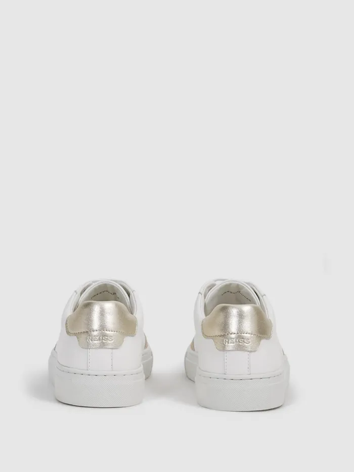 Reiss Trainers Ashley Low Top Leather Trainers Gold 8211 Women