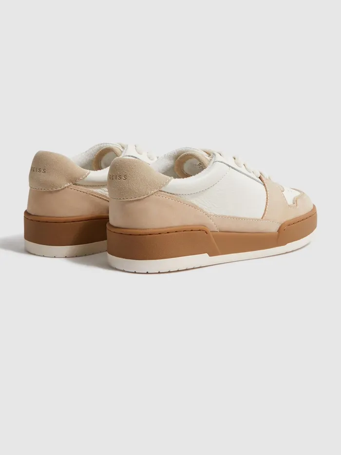 Reiss Trainers Frankie Leather Suede Low Cut Trainers Taupe 8211 Women