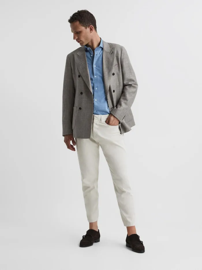 Reiss Trousers Hammond Brushed Cotton Relaxed Fit Trousers Stone 8211 Men