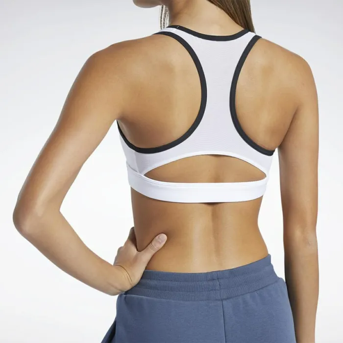 Sports Bras Womens Reebok Lux Racer MediumImpact Sports Bra White