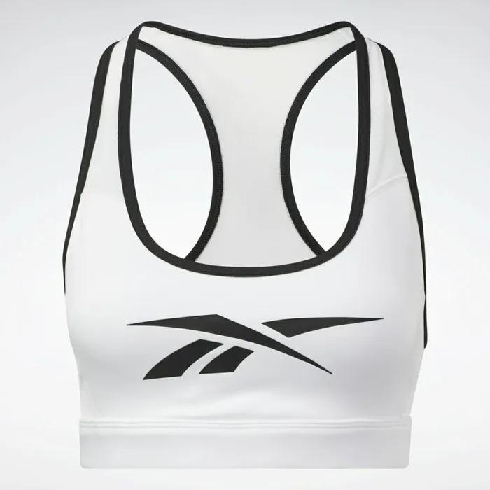 Sports Bras Womens Reebok Lux Racer MediumImpact Sports Bra White