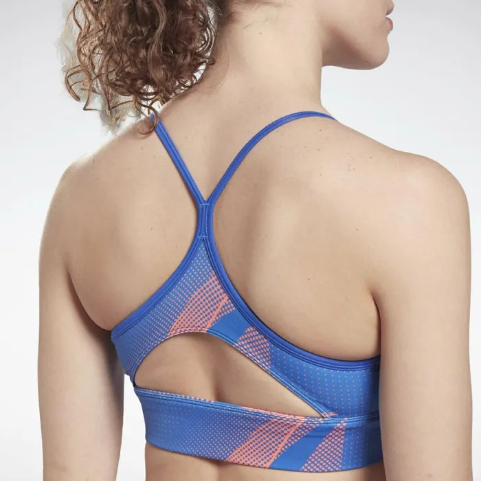 Sports Bras Womens Reebok MYT Printed Sports Bra Court Blue