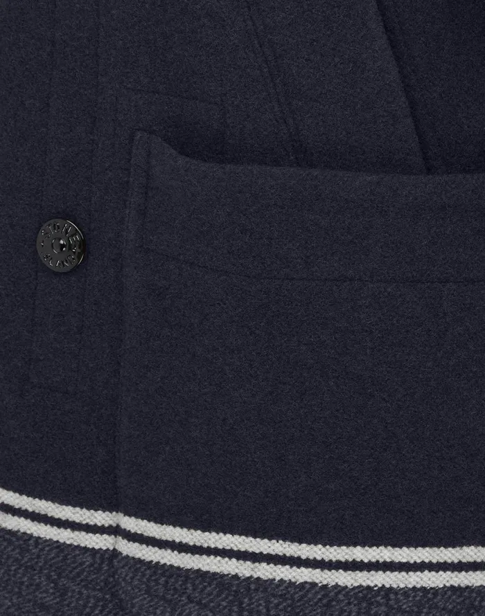 Stone Island Coats 038 Jackets 41852 Panno Jacquard Peacoat In Marine Blue 8211 Mens