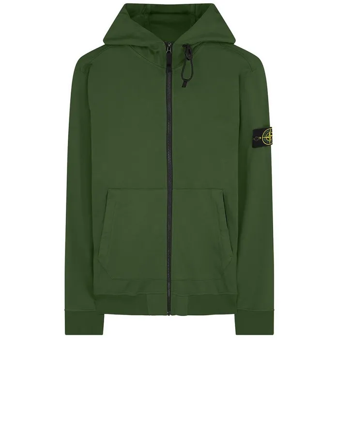 Stone Island Sweatshirts 61150 Hooded Full Zip Sweatshirt In Dark Forest 8211 Mens