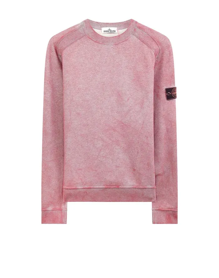 Stone Island Sweatshirts 62290 Dust Colour Treatment Crewneck Sweatshirt In Fuchsia 8211 Mens