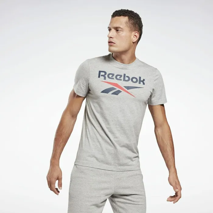 TShirts and Graphic Tees Mens Reebok Graphic Series Stacked Tee Medium Grey Heather Vector Navy TShirts and Graphic Tees Mens Reebok Graphic Series Stacked Tee Medium Grey Heather Vector Navy