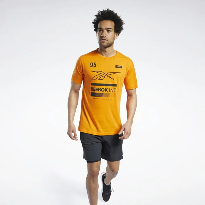 TShirts and Graphic Tees Mens Reebok Speedwick Graphic Move Tee High Vis Orange