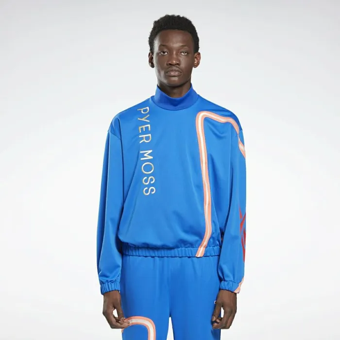 TShirts and Graphic Tees MensWomens Reebok By Pyer Moss Mock Neck Track Shirt Vital Blue