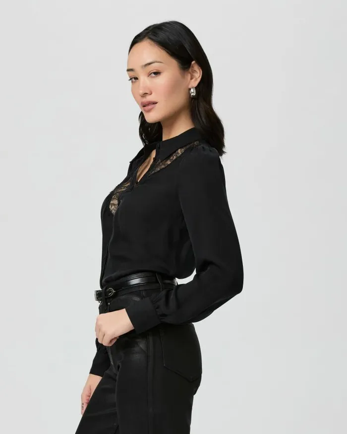 Tops and Blouses Women PAIGE Clairette Blouse 8211 Black Silk Tops and Blouses Women PAIGE Clairette Blouse 8211 Black Silk