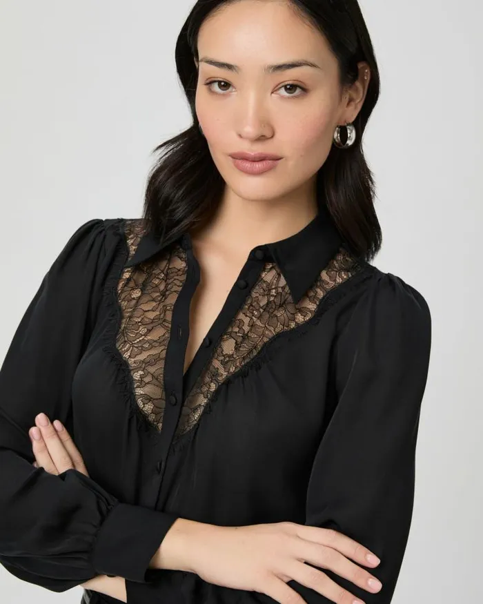 Tops and Blouses Women PAIGE Clairette Blouse 8211 Black Silk Tops and Blouses Women PAIGE Clairette Blouse 8211 Black Silk