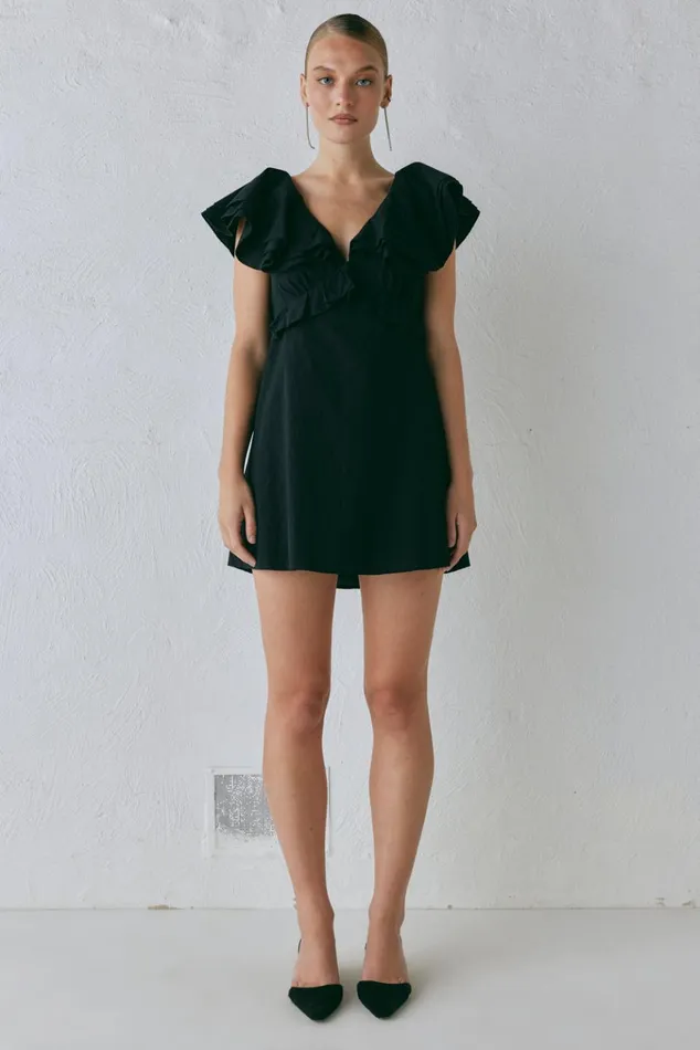 VRG GRL Mini Dresses Party Nights Frill Mini Dress Black 8211 Women VRG GRL Mini Dresses Party Nights Frill Mini Dress Black 8211 Women