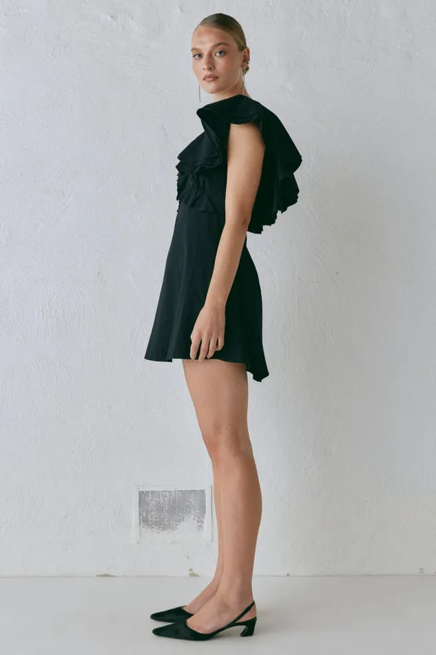 VRG GRL Mini Dresses Party Nights Frill Mini Dress Black 8211 Women VRG GRL Mini Dresses Party Nights Frill Mini Dress Black 8211 Women