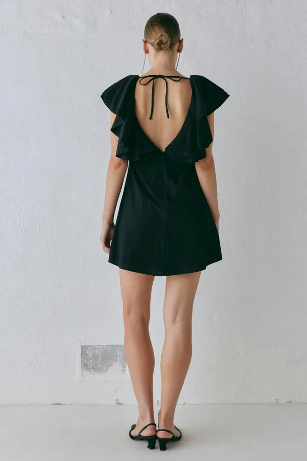 VRG GRL Mini Dresses Party Nights Frill Mini Dress Black 8211 Women VRG GRL Mini Dresses Party Nights Frill Mini Dress Black 8211 Women