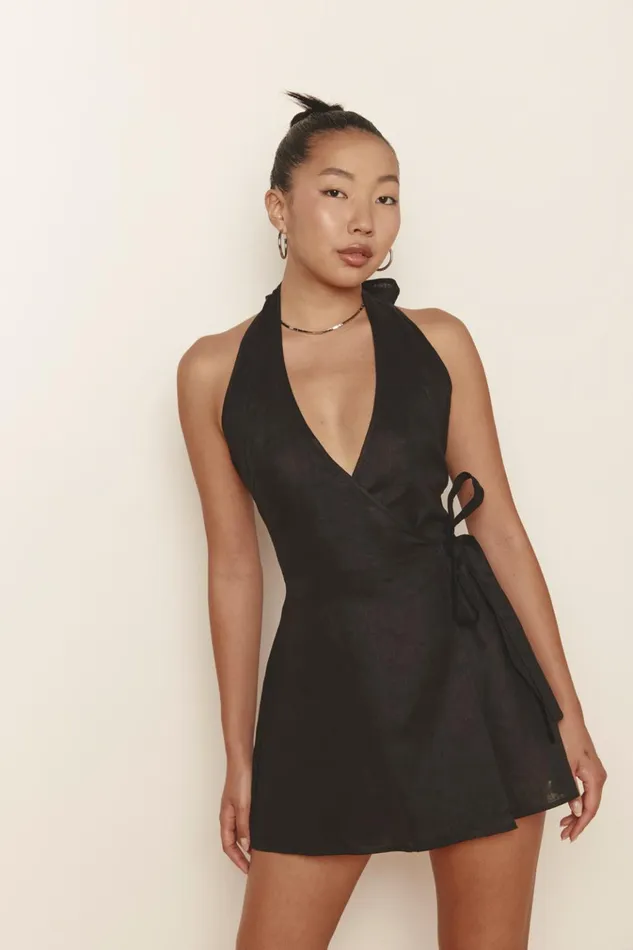 VRG GRL Mini Dresses Sonny Linen Mini Dress Black 8211 Women VRG GRL Mini Dresses Sonny Linen Mini Dress Black 8211 Women