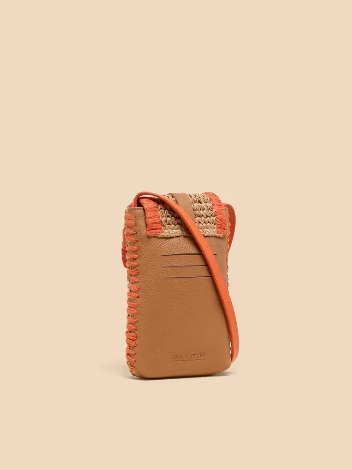 White Stuff BAGS and PURSES Clara Buckle Raffia Phone Bag Orange Multi 8211 Women