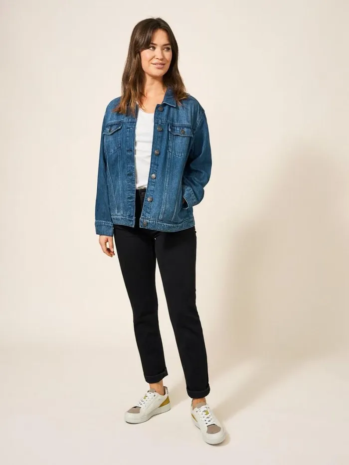 White Stuff COATS and JACKETS Dayton Denim Cotton Jacket Mid Denim 8211 Women