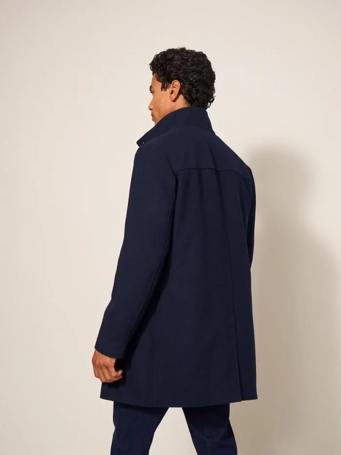 White Stuff COATS and JACKETS Horsholm Wool Funnel Neck Coat Dark Navy 8211 Men