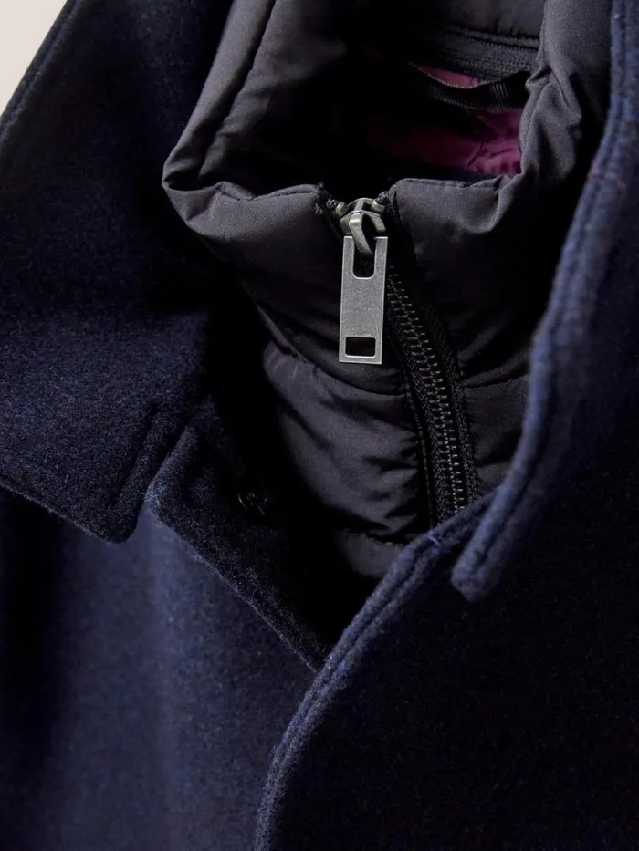 White Stuff COATS and JACKETS Horsholm Wool Funnel Neck Coat Dark Navy 8211 Men