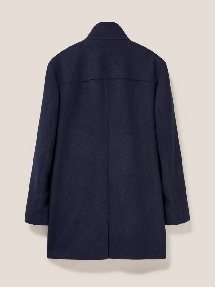 White Stuff COATS and JACKETS Horsholm Wool Funnel Neck Coat Dark Navy 8211 Men