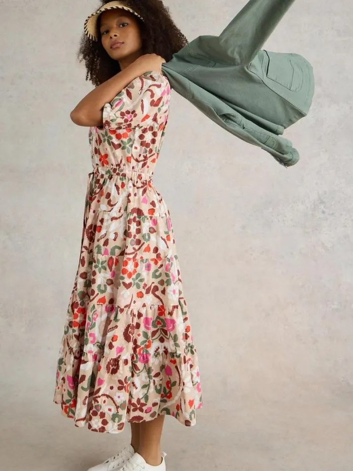 White Stuff DRESSES Elle Tiered Dress Natural Print 8211 Women White Stuff DRESSES Elle Tiered Dress Natural Print 8211 Women