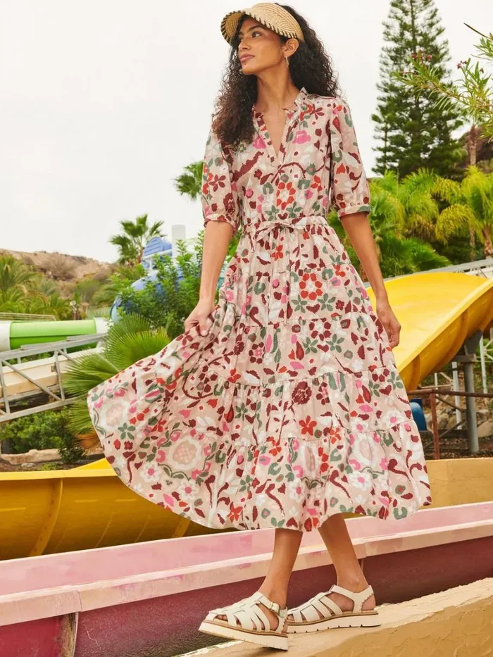 White Stuff DRESSES Elle Tiered Dress Natural Print 8211 Women White Stuff DRESSES Elle Tiered Dress Natural Print 8211 Women