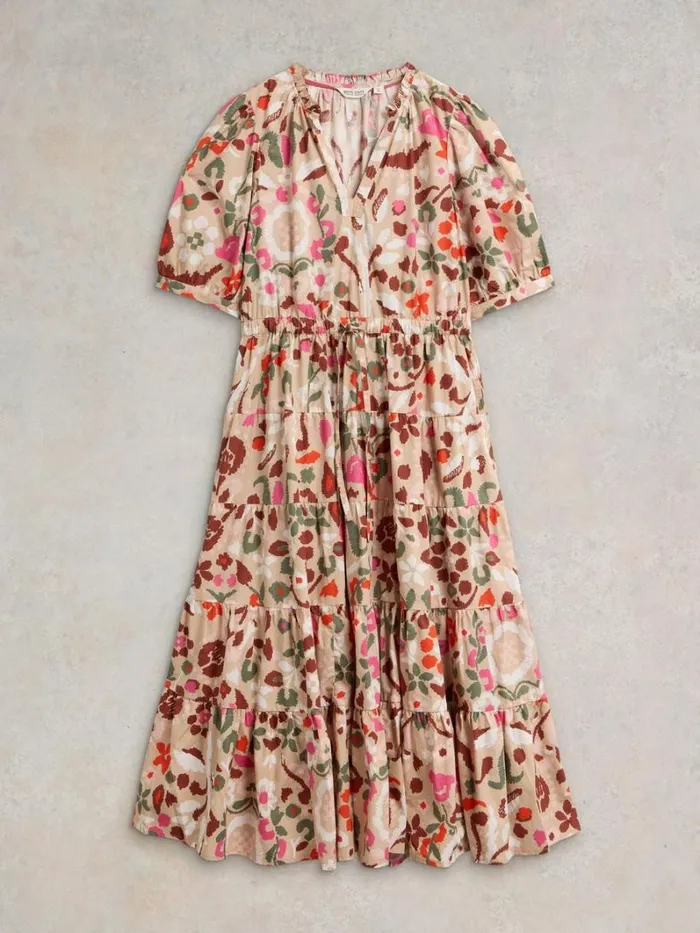 White Stuff DRESSES Elle Tiered Dress Natural Print 8211 Women White Stuff DRESSES Elle Tiered Dress Natural Print 8211 Women