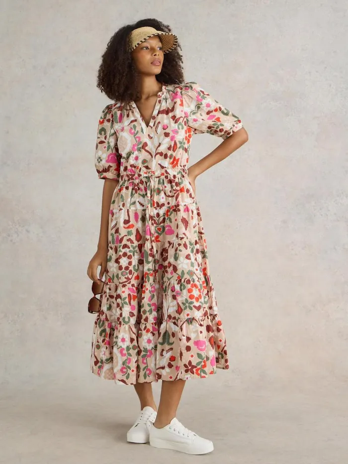 White Stuff DRESSES Elle Tiered Dress Natural Print 8211 Women White Stuff DRESSES Elle Tiered Dress Natural Print 8211 Women