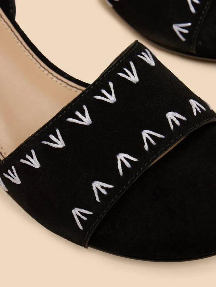White Stuff HEELS and WEDGES Ivy Suede Heel Sandal Black Multi 8211 Women