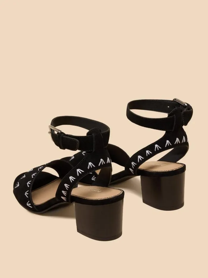 White Stuff HEELS and WEDGES Ivy Suede Heel Sandal Black Multi 8211 Women