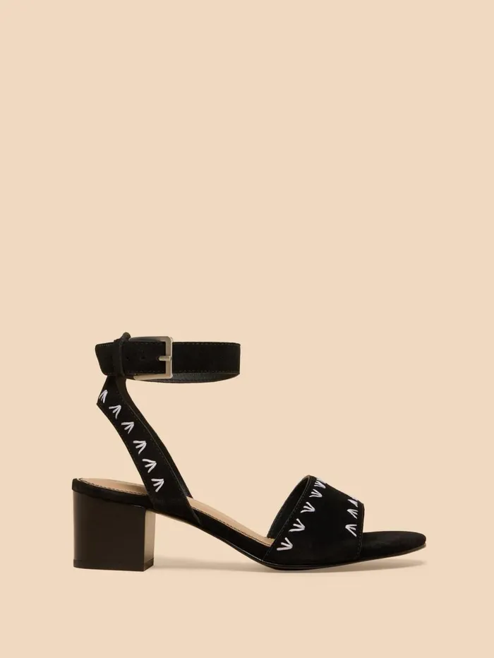 White Stuff HEELS and WEDGES Ivy Suede Heel Sandal Black Multi 8211 Women